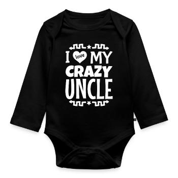 Ich liebe meinen verrückten Onkel Patenonkel - Baby Bio-Langarm-Body - Schwarz - Vorne