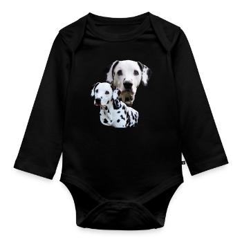 Dog, dog head, dog sports, Dalmatian, dog , - Organic Longsleeve Baby Bodysuit - black - Front