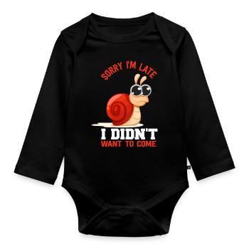 Snail Animal Speed Late Slow - Organic Longsleeve Baby Bodysuit - black - Front