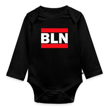 RUN BLN Berlin - Organic Longsleeve Baby Bodysuit - black - Front