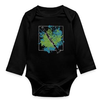 Clarinette, musique, instrument, orchestre, symphonie - Body Bébé bio manches longues - noir - Devant