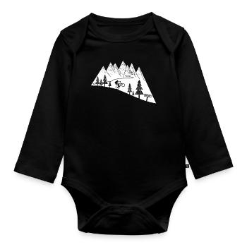 Mountain Bike Bicycle Cycling - Organic Longsleeve Baby Bodysuit - black - Front