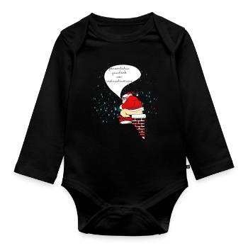 lustiges Geschenk Weihnachtsmann Bild Schornstein - Baby Bio-Langarm-Body - Schwarz - Vorne
