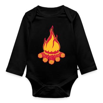 camp campfire camping evening night camper wood - Organic Longsleeve Baby Bodysuit - black - Front