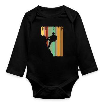 Climbing Retro Vintage - Organic Longsleeve Baby Bodysuit - black - Front
