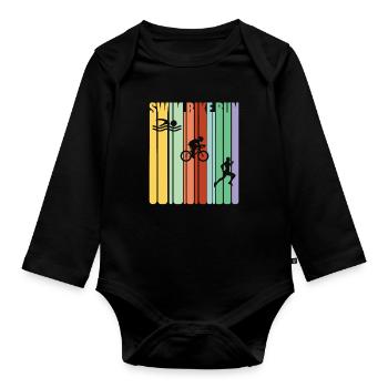 Triathlon Schwimmen Radlauf - Baby Bio-Langarm-Body - Schwarz - Vorne