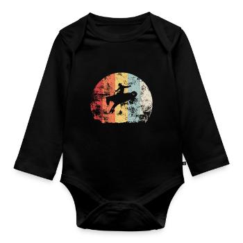 Far West Cowboy Western cadeau de rodéo rétro - Body Bébé bio manches longues - noir - Devant