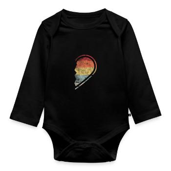 Retro Coeur Partnershirt Partnersook Couples Cadeau - Body Bébé bio manches longues - noir - Devant