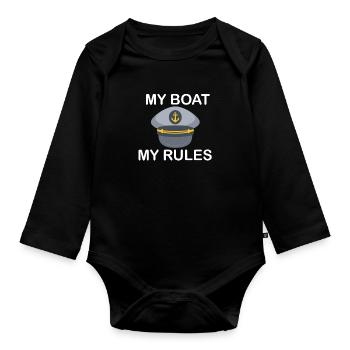 Captain - Skipper - Kapitän - Matrose-Geschenkidee - Baby Bio-Langarm-Body - Schwarz - Vorne