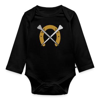 Fer à cheval, Maréchal, Forgeron Vintage - Body Bébé bio manches longues - noir - Devant