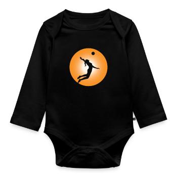 Volleyball Womens - Organic Longsleeve Baby Bodysuit - black - Front