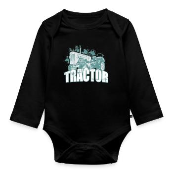 Tractor - Organic Longsleeve Baby Bodysuit - black - Front