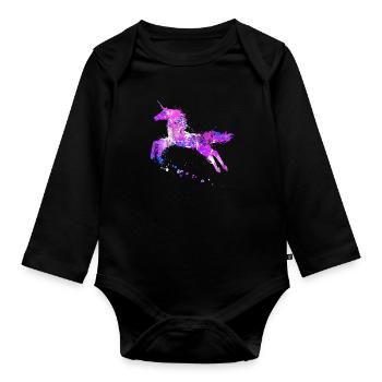 einhorn - Baby Bio-Langarm-Body - Schwarz - Vorne