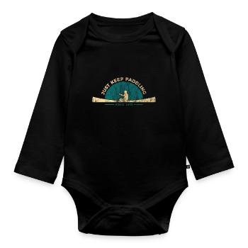 Kanu Paddel Geschenk - Baby Bio-Langarm-Body - Schwarz - Vorne