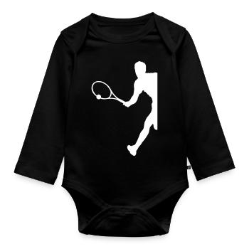 Les joueurs de tennis au tennis - Body Bébé bio manches longues - noir - Devant