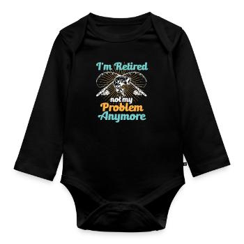Retirees and fishing - Organic Longsleeve Baby Bodysuit - black - Front