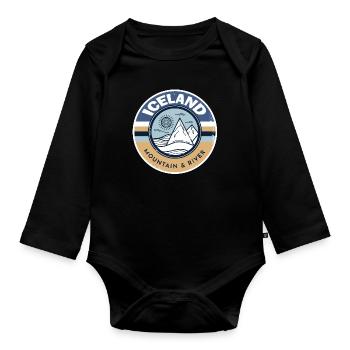 Islande - Body Bébé bio manches longues - noir - Devant