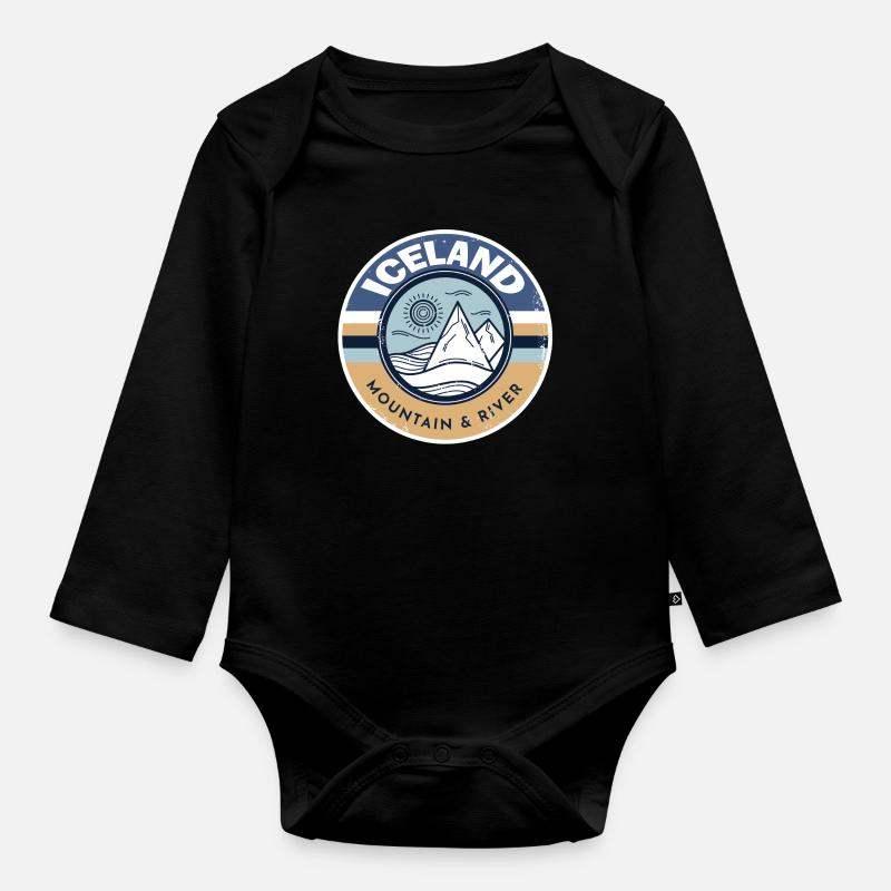Islande - Body Bébé bio manches longues - noir