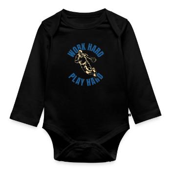 Playing basketball hard - Organic Longsleeve Baby Bodysuit - black - Front