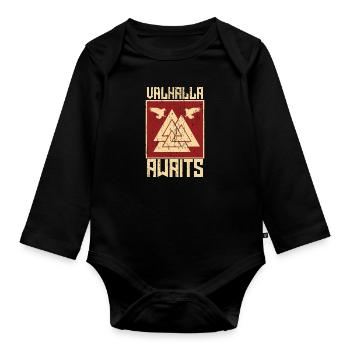 Wikinger - Baby Bio-Langarm-Body - Schwarz - Vorne