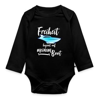 Freiheit Boot Motorboot Segeln Yacht - Baby Bio-Langarm-Body - Schwarz - Vorne