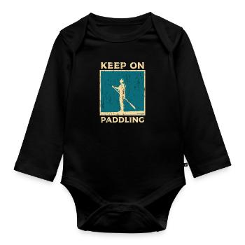 Paddle Board Stand Up Paddling - Organic Longsleeve Baby Bodysuit - black - Front