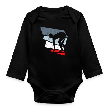 swimmer swimmer - Organic Longsleeve Baby Bodysuit - black - Front