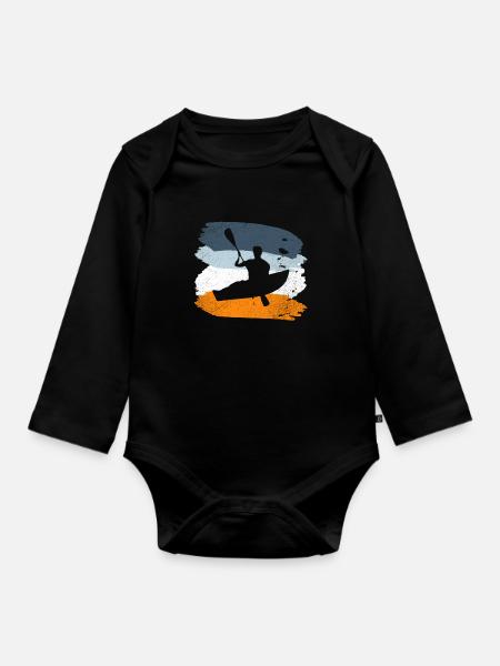 kanu kayak rudern - Baby Bio-Langarm-Body - Schwarz