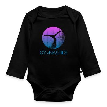 gymnastics gymnastics handstand - Organic Longsleeve Baby Bodysuit - black - Front