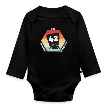 Answer 42 - Organic Longsleeve Baby Bodysuit - black - Front
