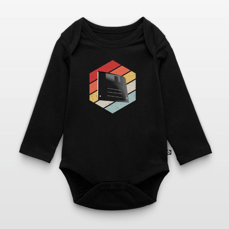 Diskette Floppy Disk Organic Longsleeve Baby Bodysuit