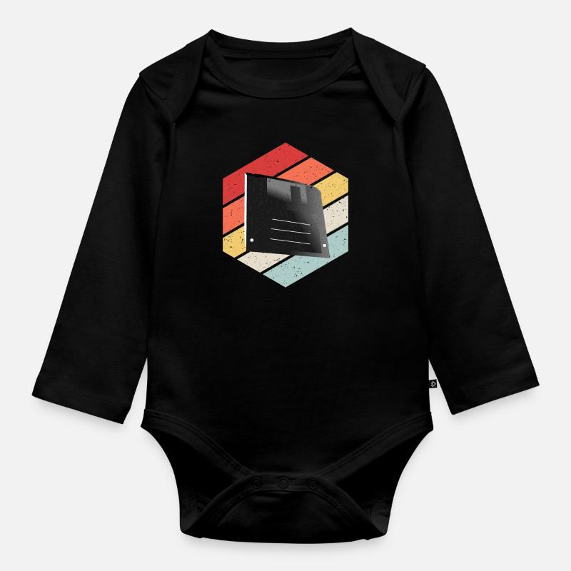 Disquette Floppy Disk - Body Bébé bio manches longues - noir