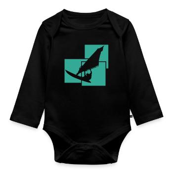 Windsurfen - Baby Bio-Langarm-Body - Schwarz - Vorne