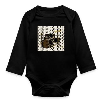 Schlagzeug - Baby Bio-Langarm-Body - Schwarz - Vorne