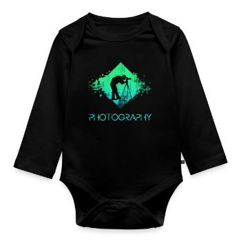 fotograf - Baby Bio-Langarm-Body - Schwarz - Vorne