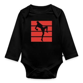 Kickboxing arts martiaux - Body Bébé bio manches longues - noir - Devant