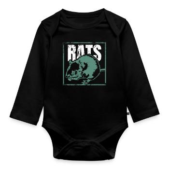 rat - Organic Longsleeve Baby Bodysuit - black - Front