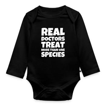 De vrais médecins traitent plus d'une espèce - Body Bébé bio manches longues - noir - Devant