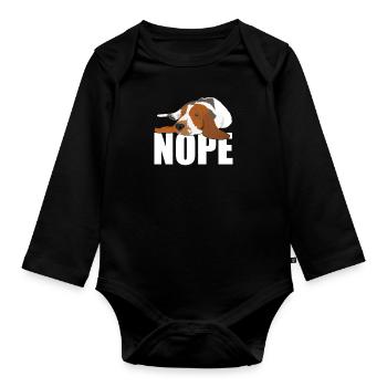 Basset Hound Nope - Organic Longsleeve Baby Bodysuit - black - Front