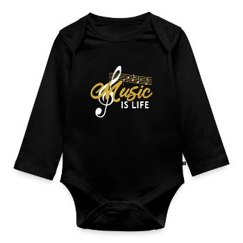 Music Musical - Organic Longsleeve Baby Bodysuit - black - Front