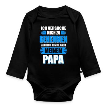 Papa Sohn Geschenk - Baby Bio-Langarm-Body - Schwarz - Vorne