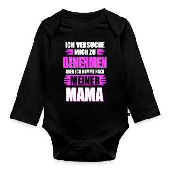 Mama Lustiger Spruch - Baby Bio-Langarm-Body - Schwarz - Vorne