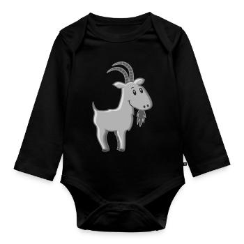 Billy goat cartoon - Organic Longsleeve Baby Bodysuit - black - Front