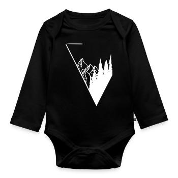 weisses Panorama Wald und Berge - Baby Bio-Langarm-Body - Schwarz - Vorne