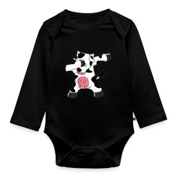 Tamponner la vache - Body Bébé bio manches longues - noir - Devant