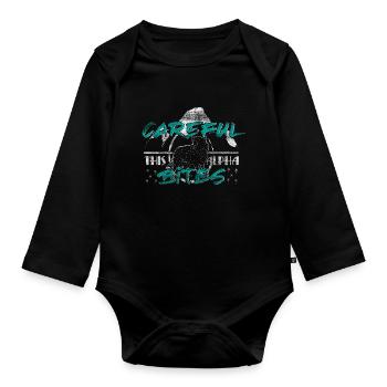 Wolf Alphawolf Geschenk - Baby Bio-Langarm-Body - Schwarz - Vorne