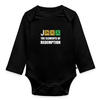 Christian funny nerd statement - Organic Longsleeve Baby Bodysuit - black - Front
