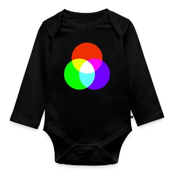 Additive color mixing - Organic Longsleeve Baby Bodysuit - black - Front