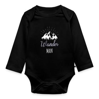 Wander homme randonnée randonneur dictons cadeau - Body Bébé bio manches longues - noir - Devant