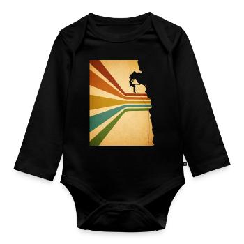 Escalade Rétro Mountain Graphique - Body Bébé bio manches longues - noir - Devant
